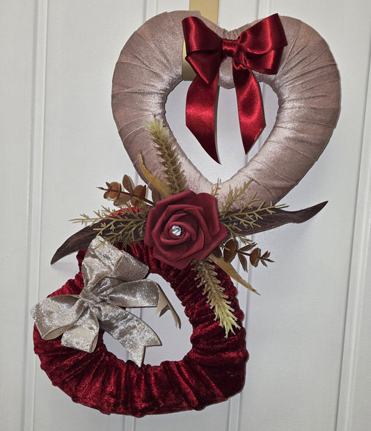 Double heart hanging decoration/ Valentin's Day wreath