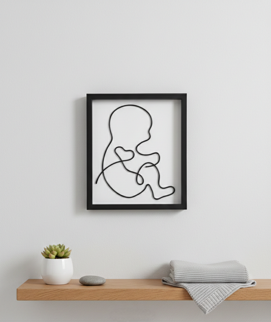 Wire art, baby silhouette, unique gift, christening present