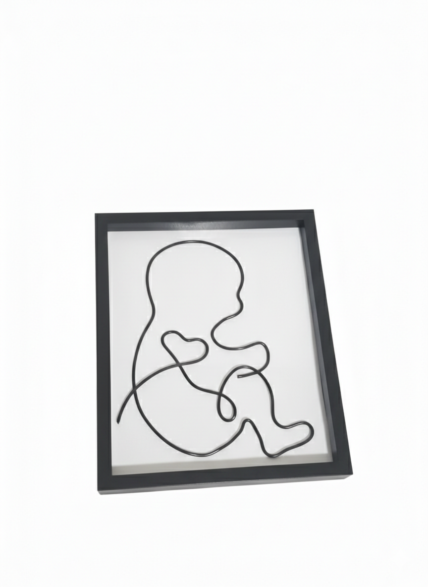 Wire art, baby silhouette, unique gift, christening present
