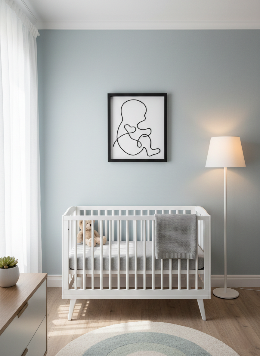 Wire art, baby silhouette, unique gift, christening present